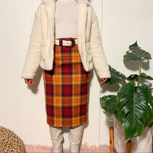 NEW Vintage Louis Feraid plaid Multi Color SKIRT.